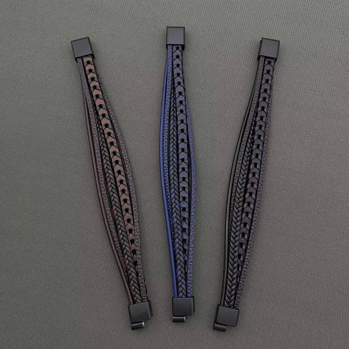 Mio Queena - Wholesale Bangle Bracelet - Men's Hand-woven PU Leather Magnetic Buckle Bracelets -MJ/BC1
