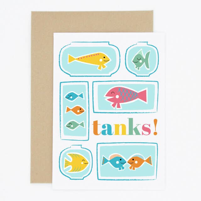 Animaux Fish Thank You Card for wholesale by Madame Annie et Fils