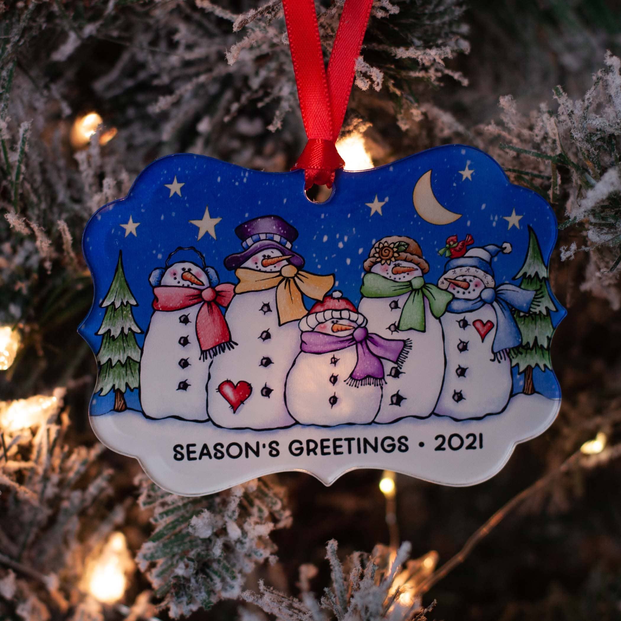 Heart & Willow Prints - Vente Objets de décoration - Décoration de Noël en acrylique bonhomme de neige Season's Greetings3