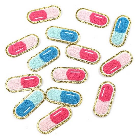 Pills Medicine Chenille Patch Self Adhesive for wholesale by Dilworth Road