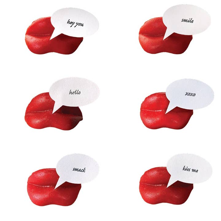 Letterpress Talking Bubble on Wax Lips Set for wholesale by Yozo Studio