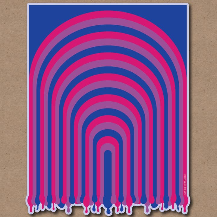 Bisexual Dripping Rainbow Sticker for wholesale by Tiny Werewolves