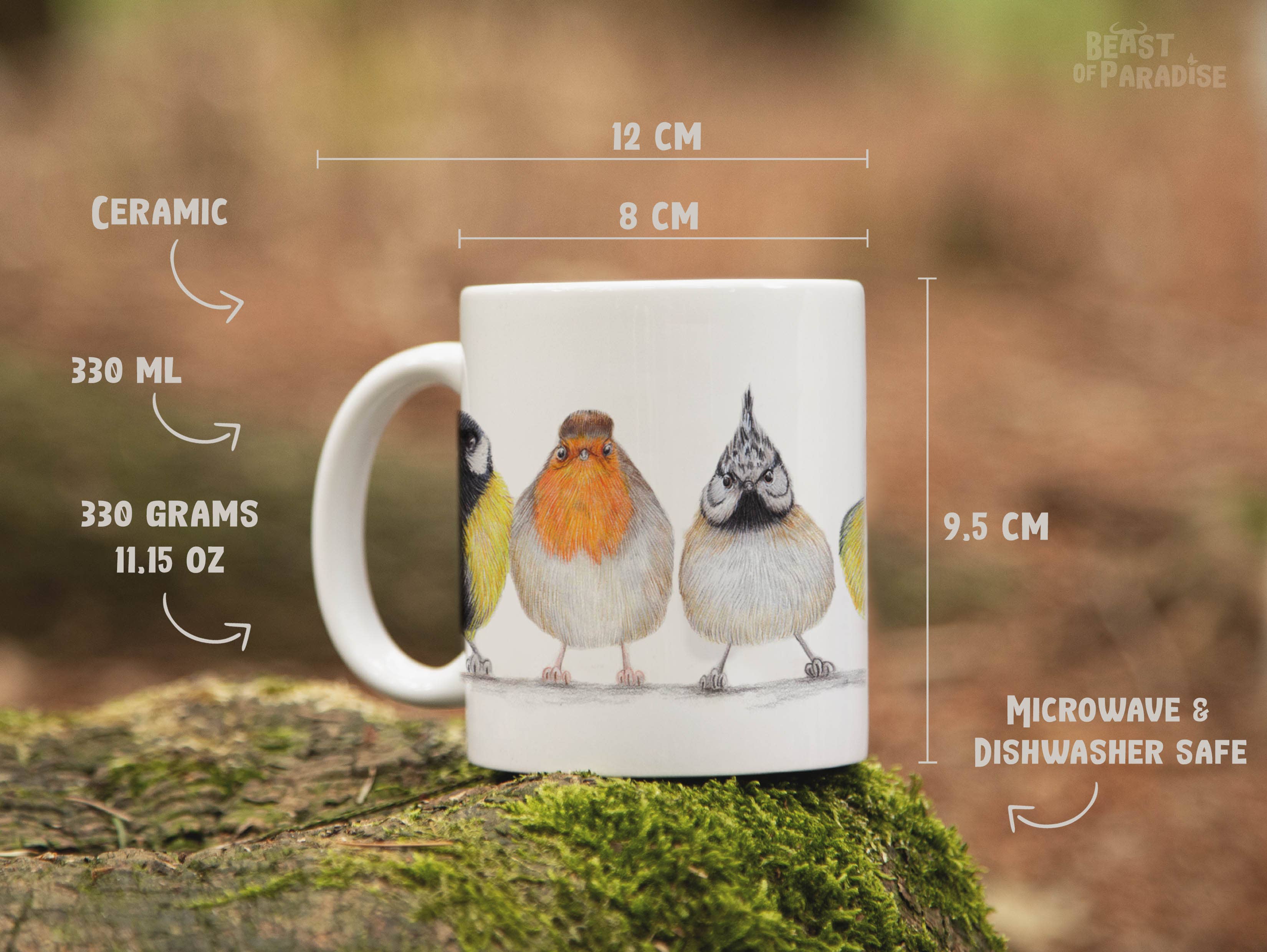 Beast of Paradise - Wholesale Coffee/Tea Cup - Ceramic Mug, European Birds, Funny Mugs, Animal Mug6