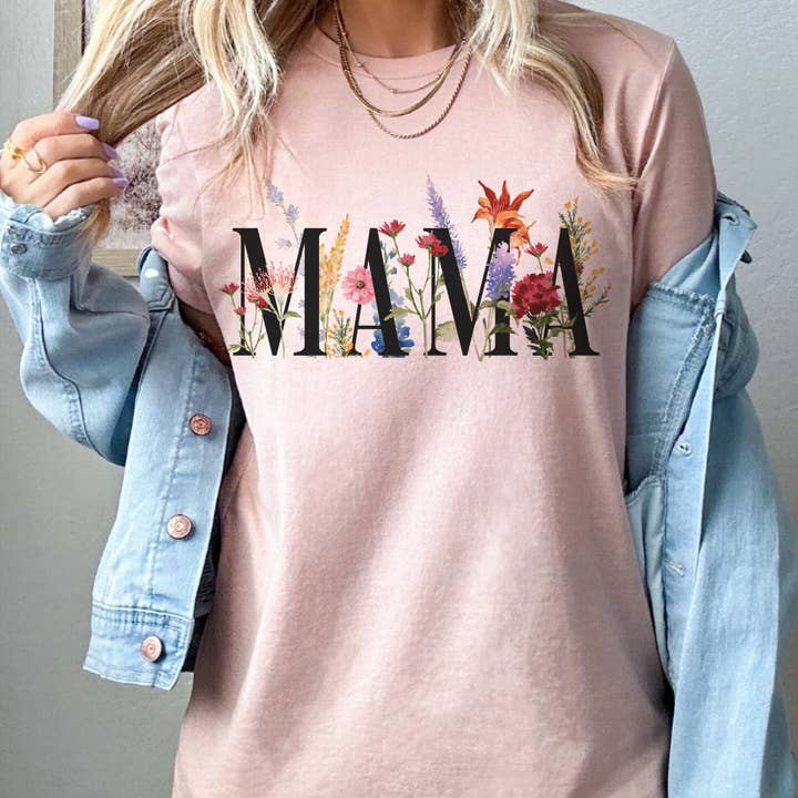 Par.tees by Party On! - Vendita all'ingrosso Maglietta stampata - Donna - T-shirt estiva Mama con fiori per la festa della mamma3