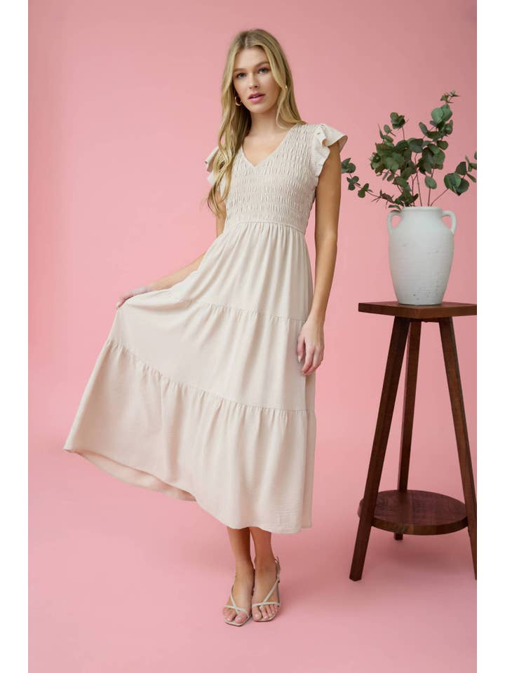 MINE - Wholesale Dress - Women's - FLUTTER SLEEVE MAXI DRESS3