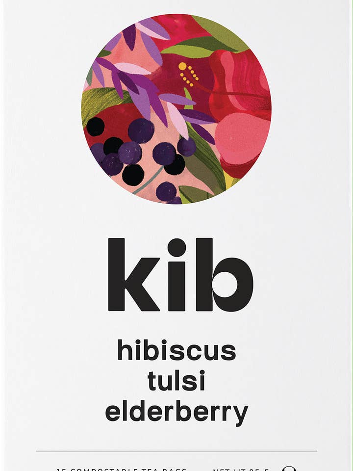 hibiscus, tulsi, elderberry - 4 boxes x 15 tea bags for wholesale by Kib Tea
