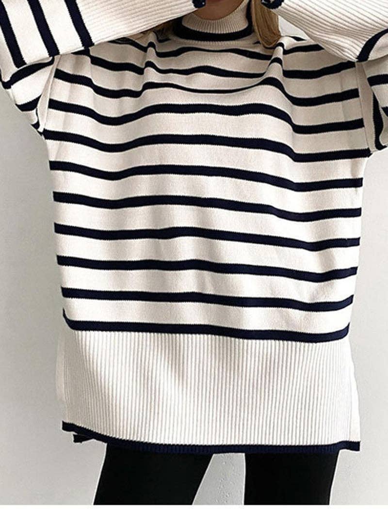 Katinki - Wholesale Knit Sweater - Women's - Striped Oversized Turtleneck Sweater5