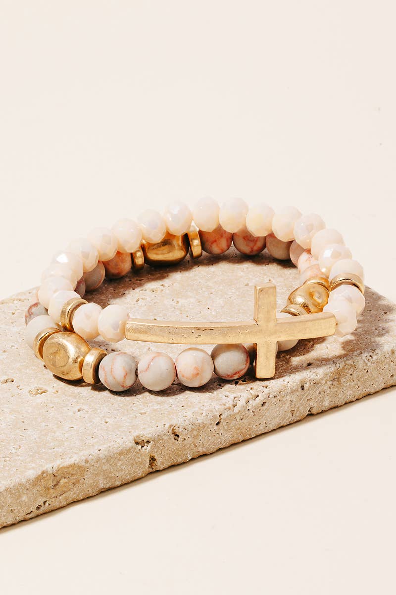 Anarchy Street – Engroshandel Perlearmbånd – Cross Charm Stone perlearmbånd sæt0