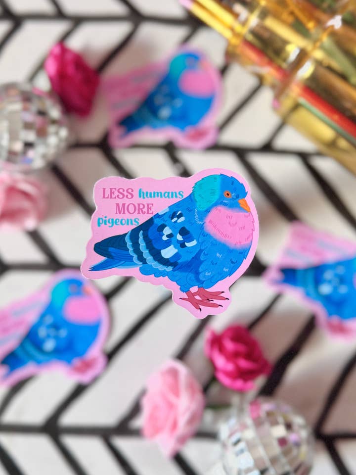 Fancy Pigeon w Text - Sticker for wholesale by Crafted in chaos
