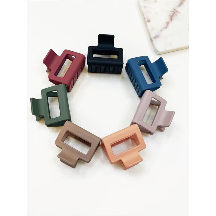 MIX COLOR Medium Matt Cut Out Rectangle Hair Claw for wholesale on Faire