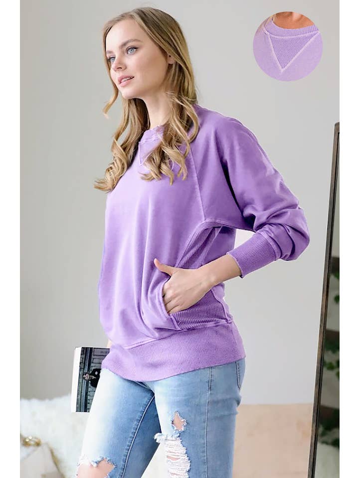 42POPS - Wholesale Sweatshirt - Women's - `.Washed French Terry Pullover With Side Pockets27