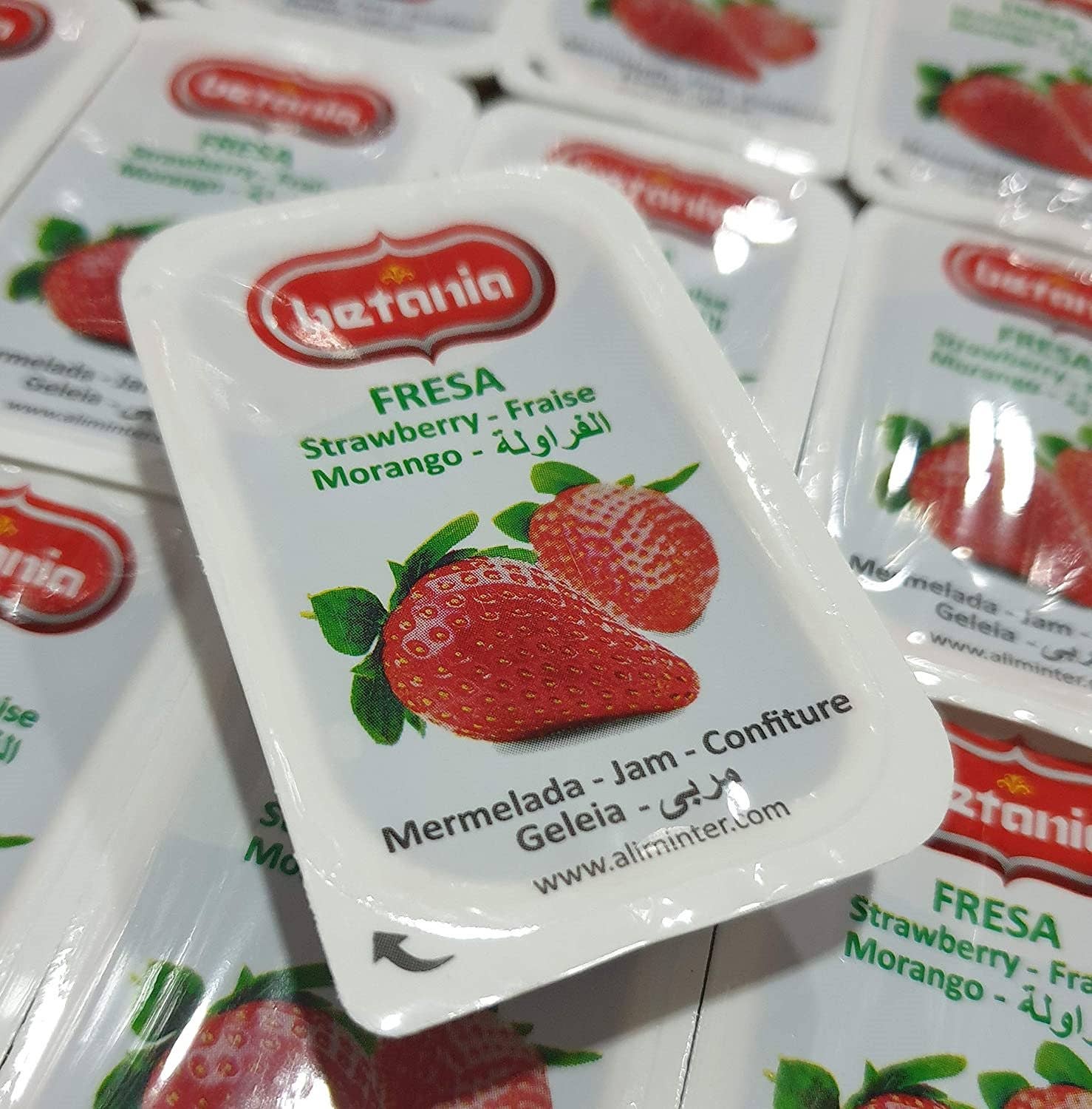 Alminter – Großhandel Marmelade/Gelee – Erdbeermarmelade 20 g, Tablett mit 108 Portionen1