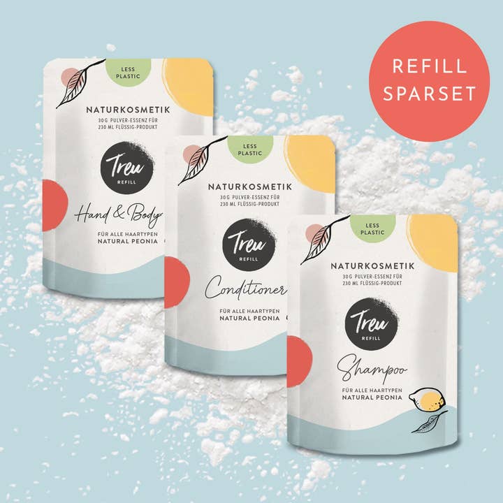 Bio Naturkosmetik Shampoo, Conditioner + Hand & Body Wash für den Großhandel von Treu-Refill