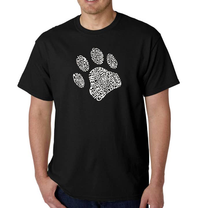 LA Pop Art Men's Word Art T-shirt - Dog Paw for wholesale by LA Pop Art