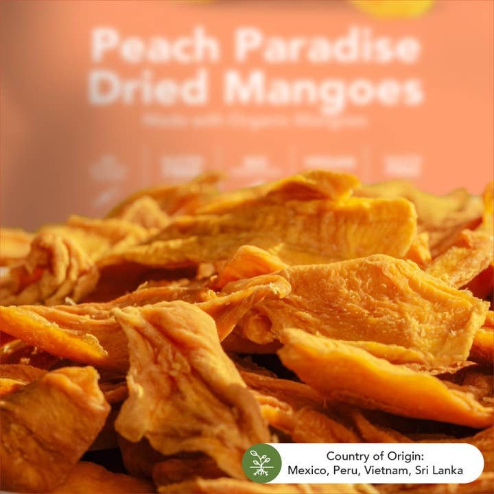Earthside Farms - Wholesale Dried/dehydrated fruit - Peach Paradise Dried Organic Mangoes, 2.8oz4