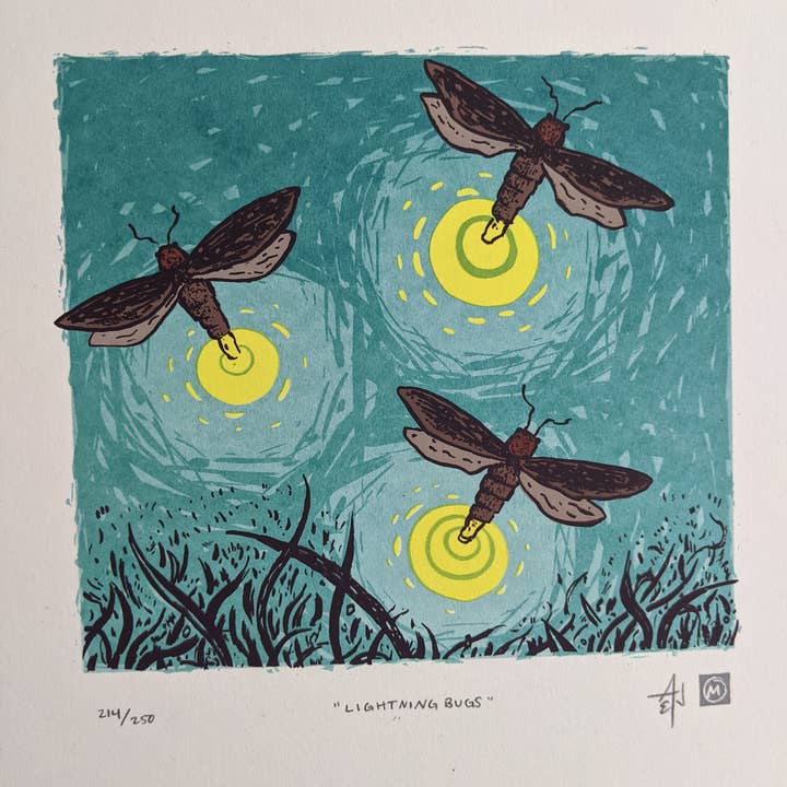 "Lightning Bugs" Fine Art Limited Edition Serigraph for wholesale by Midnight Oil Studio & Workshop