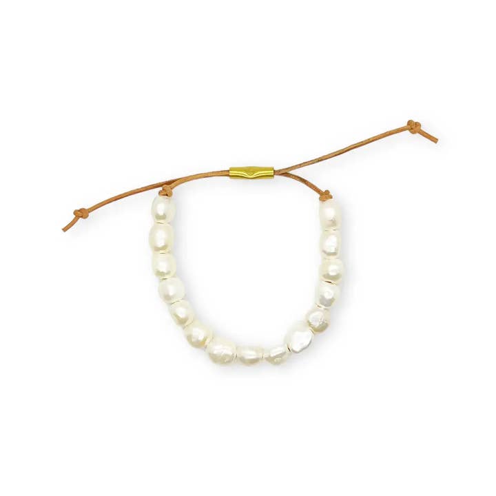 Son of a Sailor - Wholesale Beaded Bracelet - Perla Men's Black Freshwater Pearl Bracelet Greek Leather