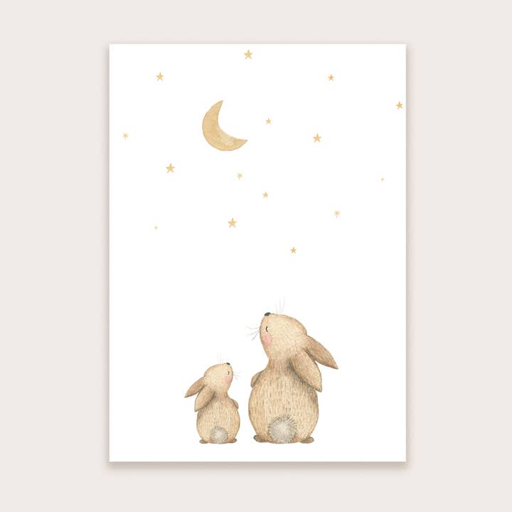 Cartolina coniglio luna + stelle per la vendita all'ingrosso da parte di Appeloogje