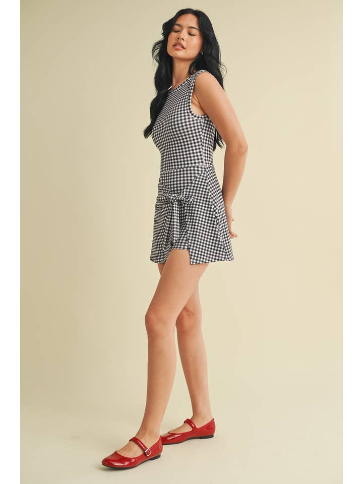 KIMBERLY C - Wholesale Athletic Dress - Women's - Gingham Print Sleeveless Wrap Tie Front Dress 60