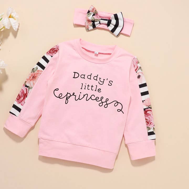 Fennco Styles – wholesale Clothing set – Baby – Daddy's Little Princess Pink Cotton 3pcs Girl Outfit