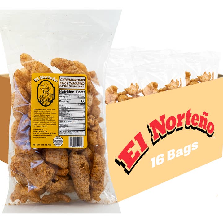 Wholesale Spicy Tamarind Chicharrones 3oz (16 Bags) for wholesale by El Norteño