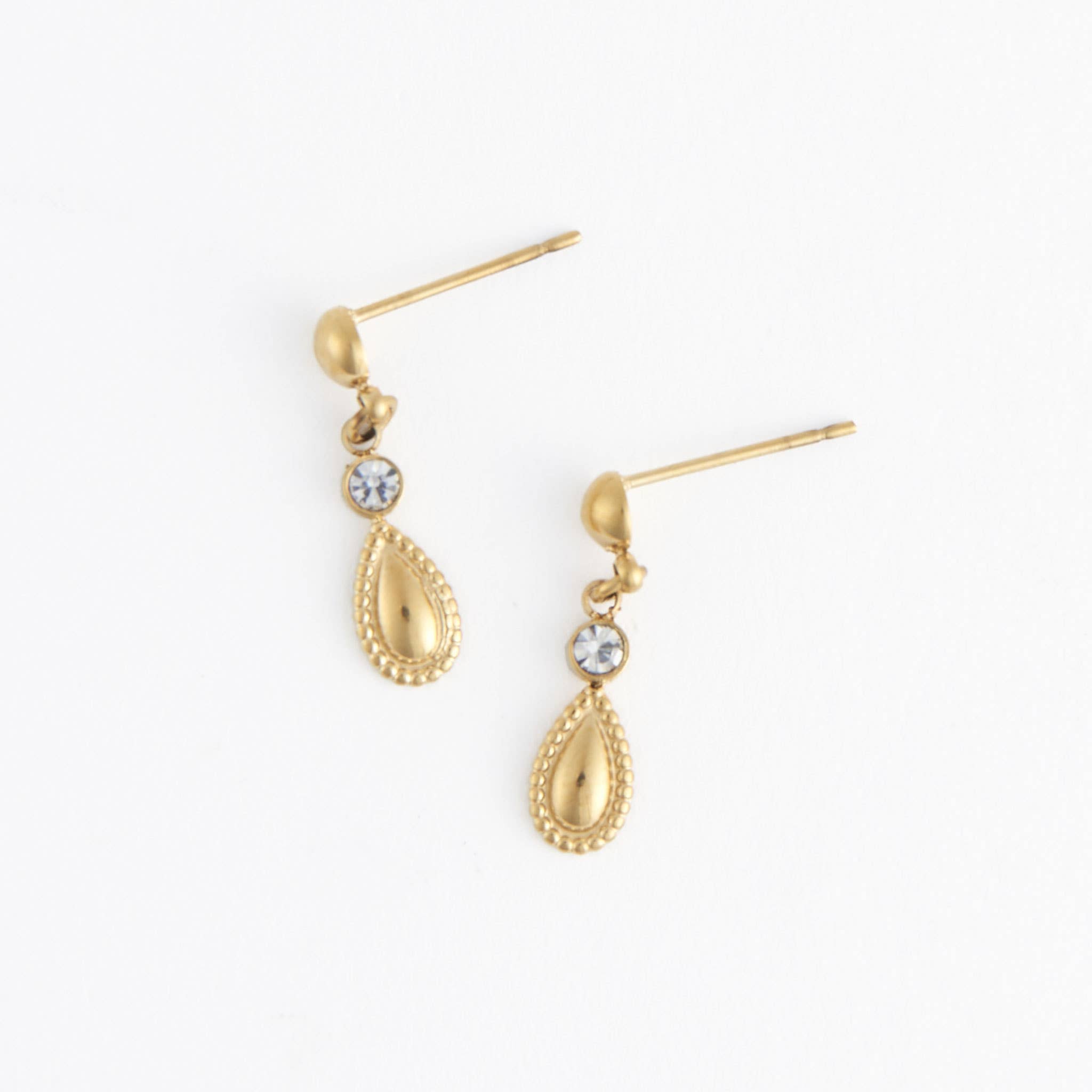 Howard's - Vente Boucles d'oreilles pendantes - Boucles d'oreilles étanches en forme de goutte pendante finition or 18K2