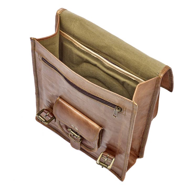 The Paper High Gift Company Limited - Vente Sac à dos – femme - Sac à dos style cartable en cuir marron - Fait main2