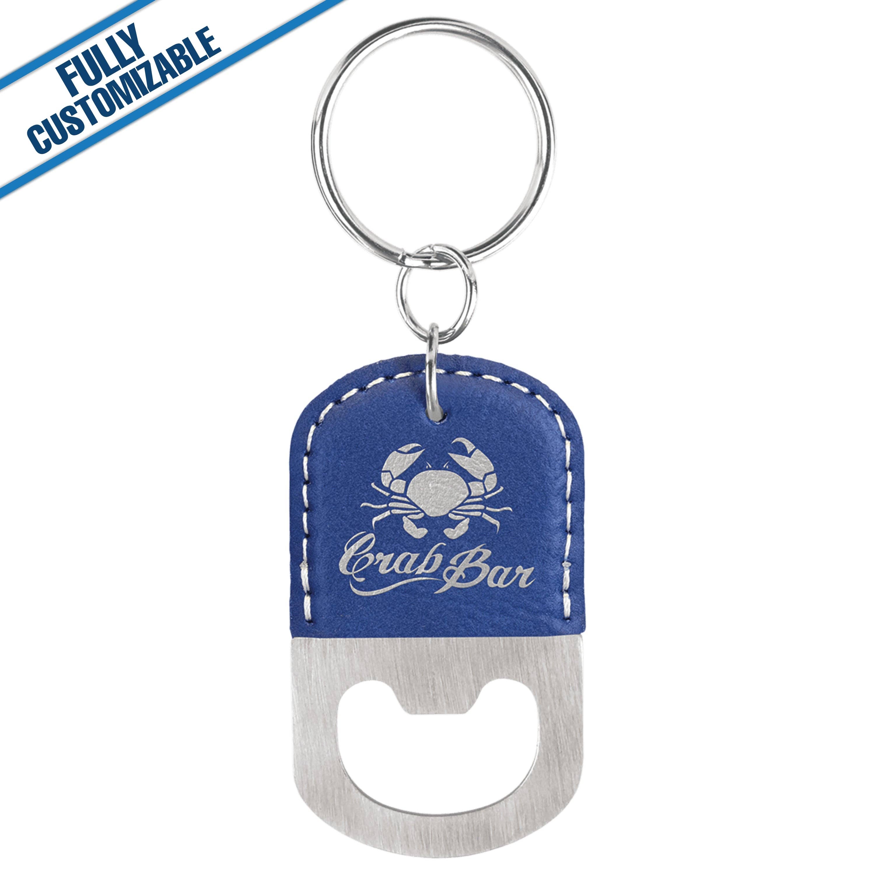 GiftWorksPlus - Wholesale Keychain - Unisex - Leatherette Oval Bottle Opener Keychain - Fully Customizable8