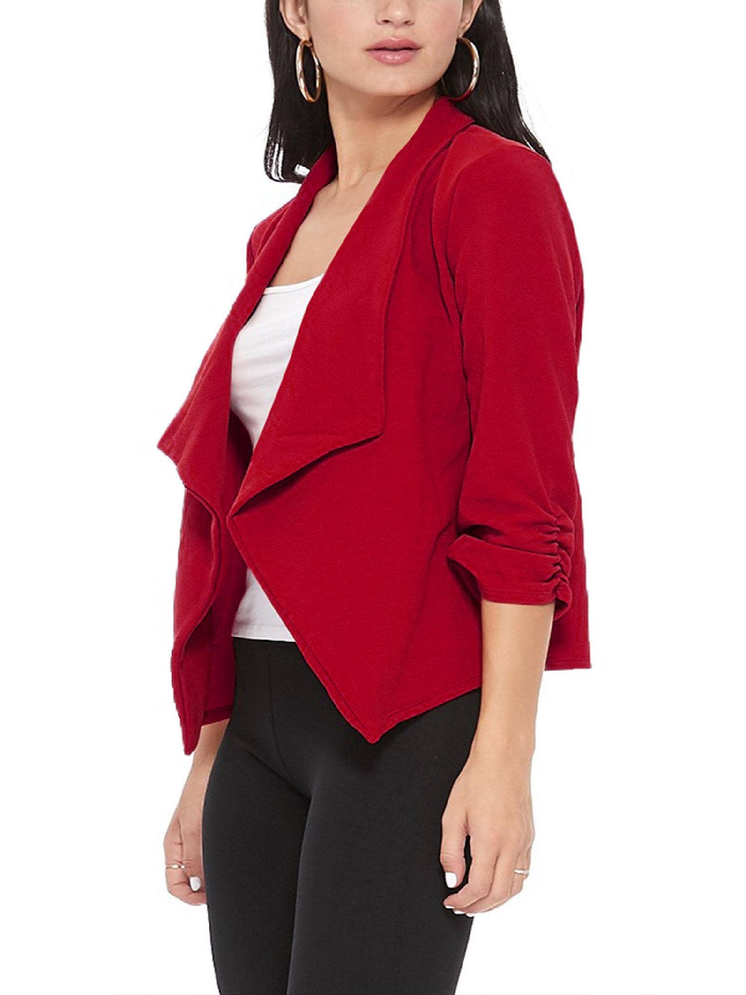 MOA COLLECTION - Wholesale Blazer - Women's - Casual Open Front Draped Solid Blazer Jacket81