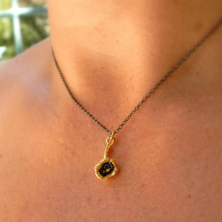Lily Of The Valley Woodland Pendant in Black Rhodium & Gold for wholesale by Mother Nature Jewelry