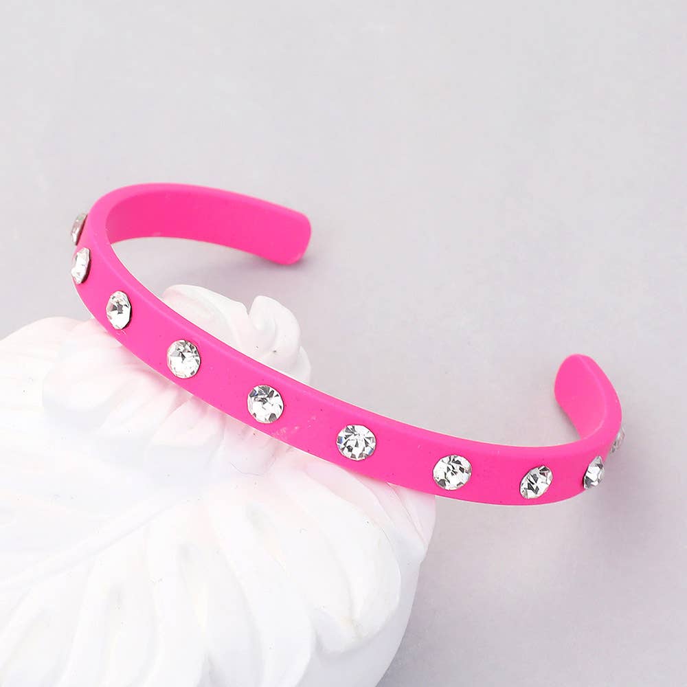 Sensibling Corp. - Wholesale Cuff Bracelet - Round Stone Embellished Colored Cuff Bracelet6