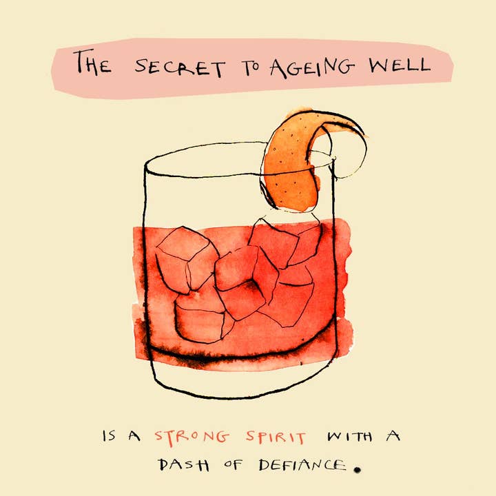 Poet and Painter - Wholesale Birthday Card - 'Ageing Well Negroni' Birthday Greetings Card