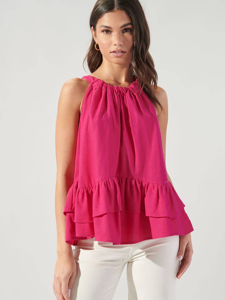 Fuschia Lizette Tie Back Trapeze Top for wholesale on Faire