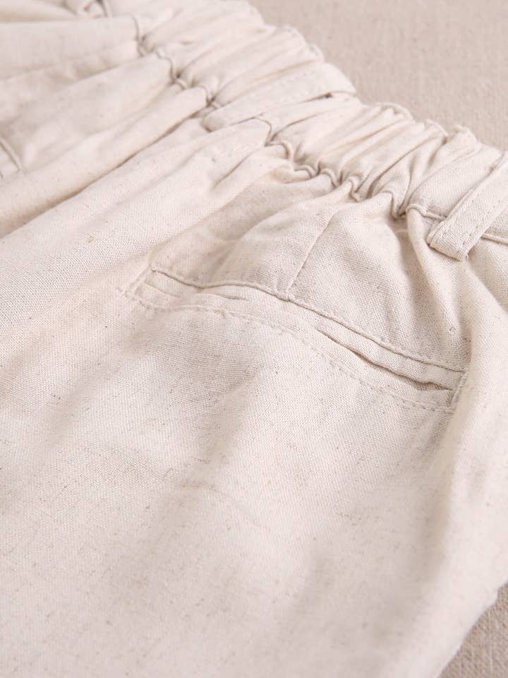 Dadati - Wholesale Suit - Kids - Light mottled brown linen boy's Bermuda shorts