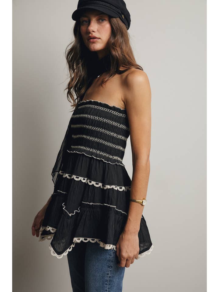 Forte - Wholesale Skirt - Women's - Smocked Ruffle Convertible Skirt/Top FSK000817