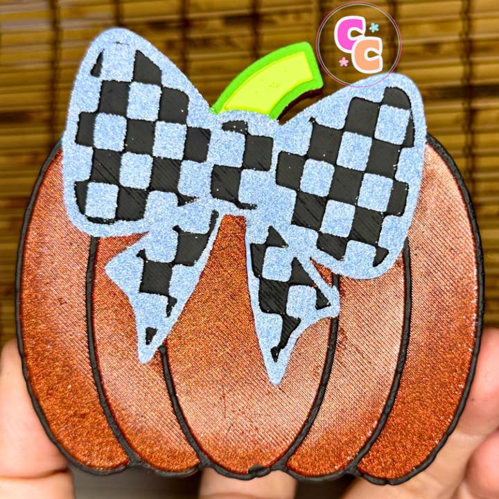 Pumpkin Checkered Bow Freshie | Car Air Freshener | Fall for wholesale by Crafting Cleveland