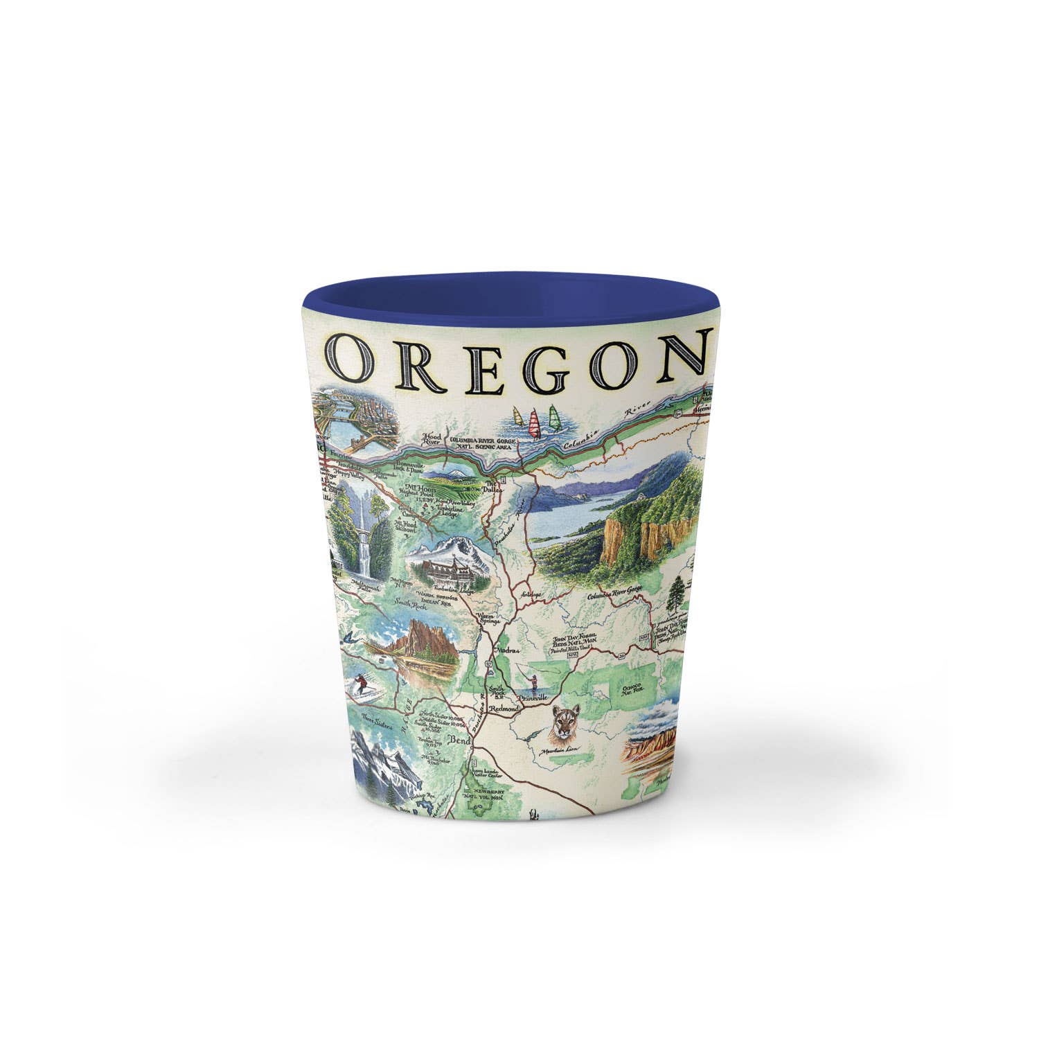 XPLORER MAPS - Wholesale Shot glass - Oregon State Map Ceramic Shot Glass - 1.5 oz