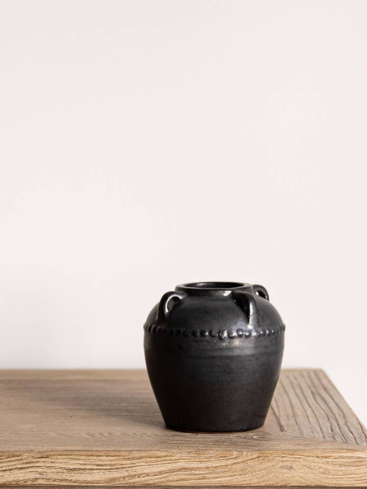 Dumont Grey Glazed Vase With Handles Small for wholesale by Luxe B Co