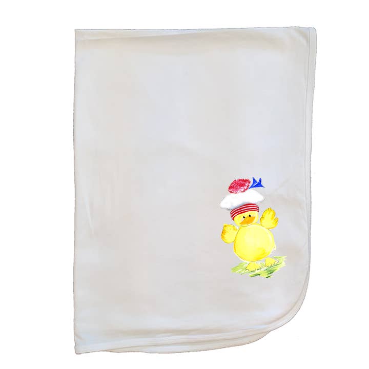 Manta de algodón para bebés Duck con pompón para venta al por mayor de Designs By Beverly, LLC