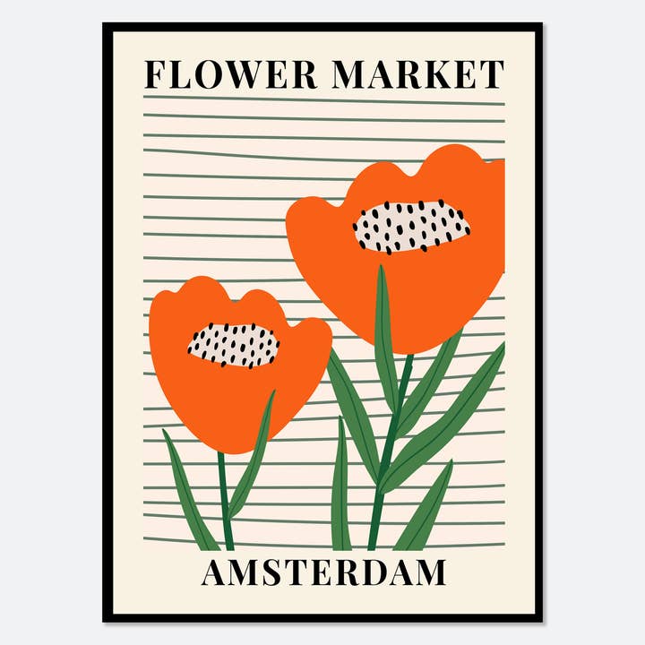 Flower Market Amsterdam Tulips Botanical Art Print FM60 for wholesale by Sugar & Canvas