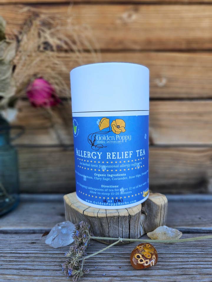 Allergy Relief Tea, 14oz Tube (88g) for wholesale by Golden Poppy Herbal Apothecary