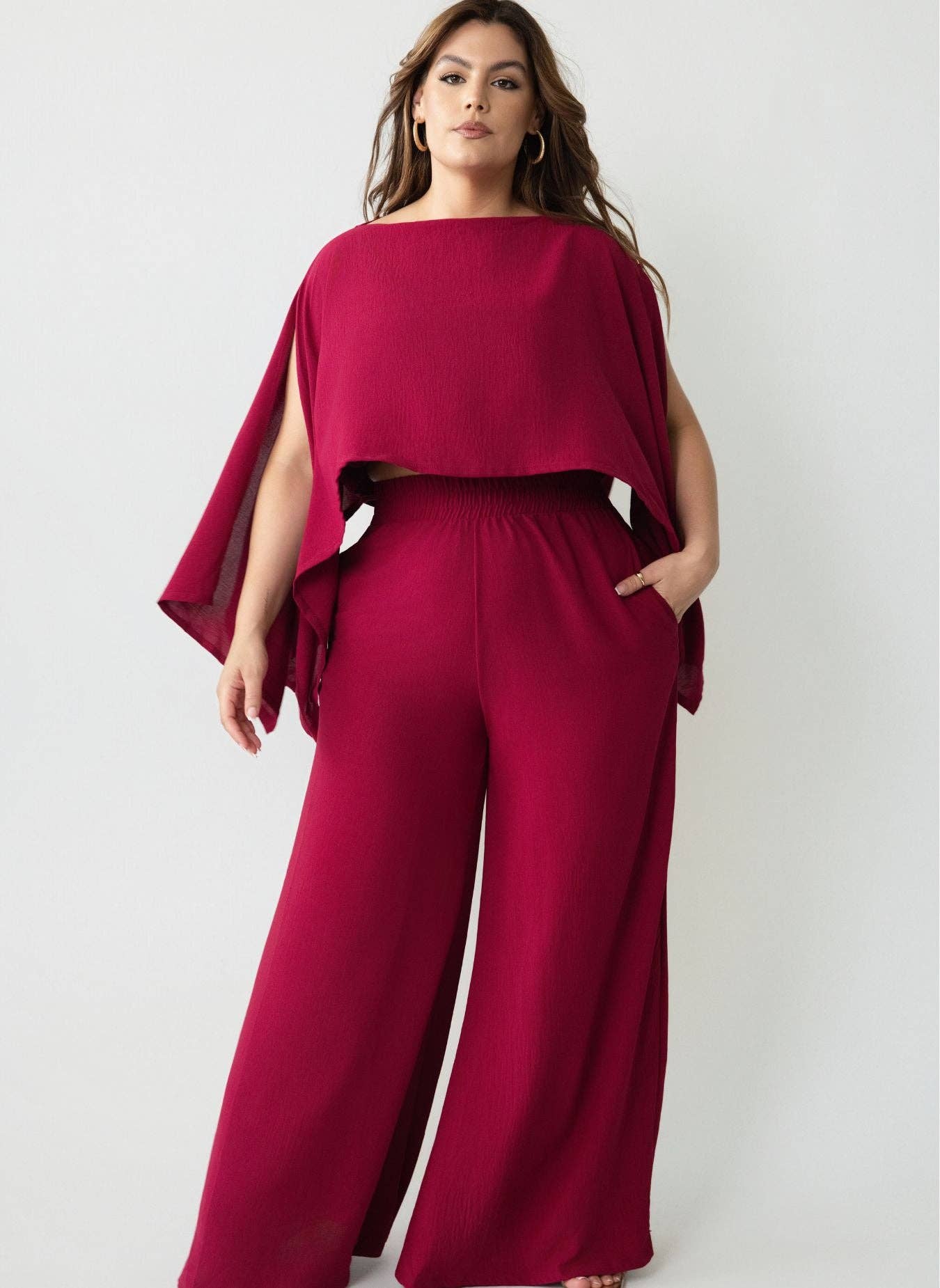 Red Helly Ultra Wide Leg Pants w. Elastic Waistline for wholesale on Faire1