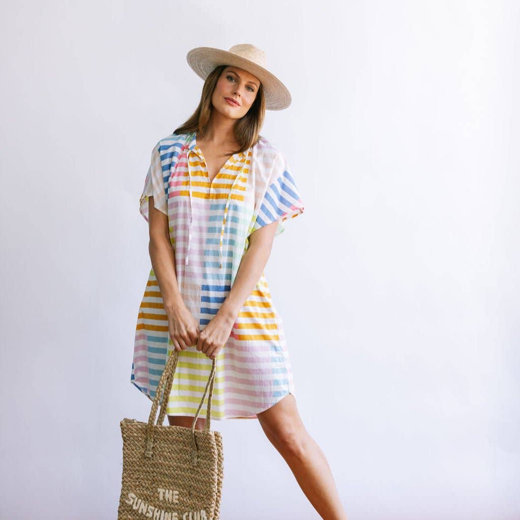 Sunshine Tienda - Wholesale Dress - Women's - Colorful Stripe Cove Cover-Up3