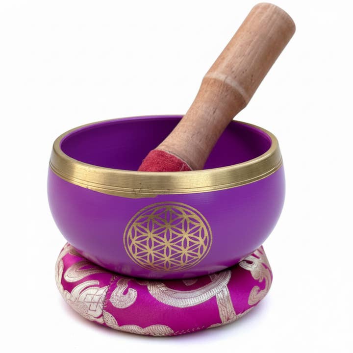 Lungta Imports - Wholesale Meditation Supplies - Singing Bowl Complete Set ~ Flower Of Life ~ Medium Size5