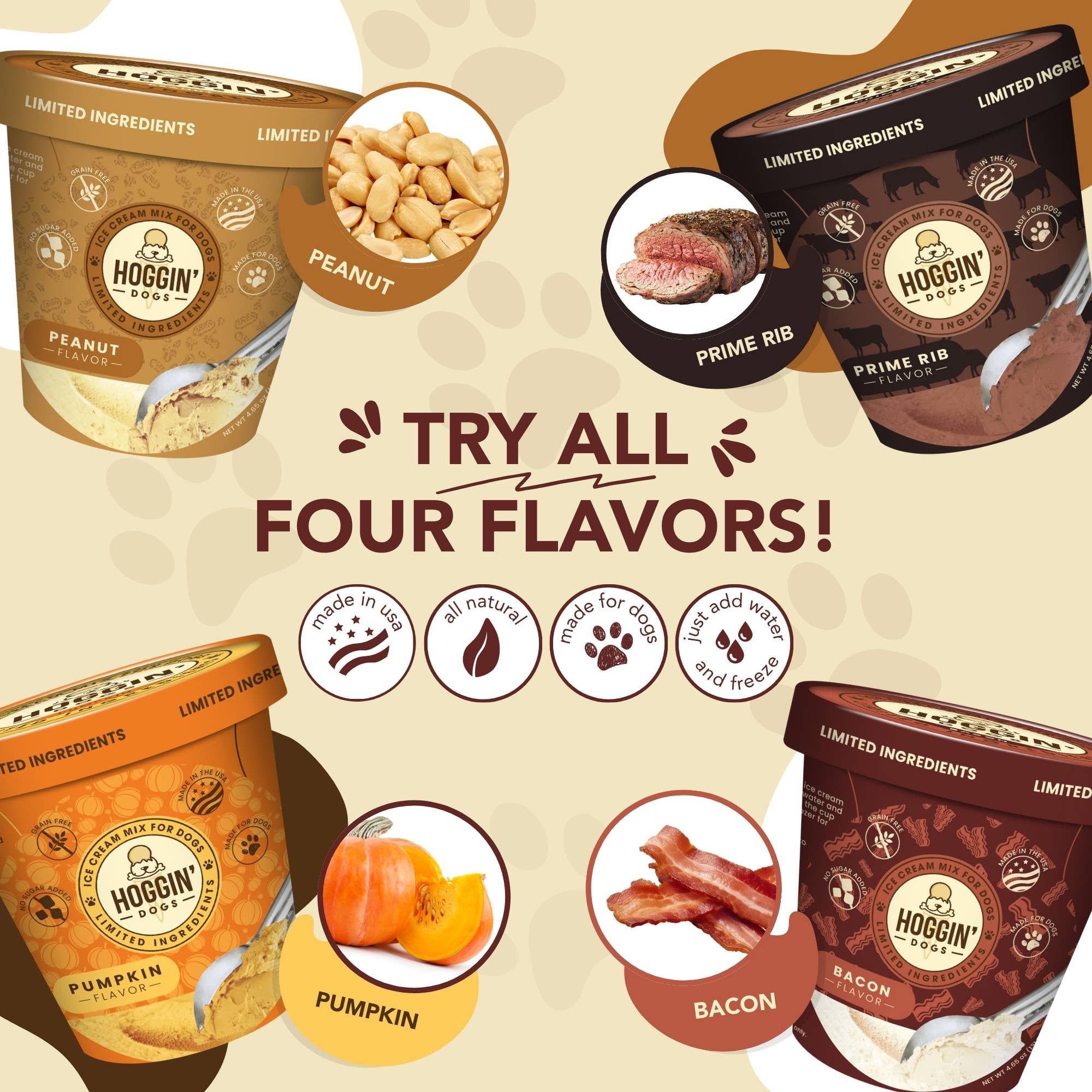 Puppy Cake LLC - Wholesale Pet Treats - Dog - Hoggin' Dogs Ice Cream Mix Sample Pack - All 4 Flavors11