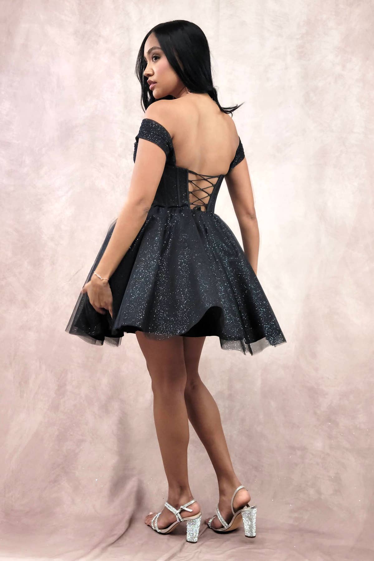 Chicas - Wholesale Dress - Women's - Short Off The Shoulder Tulle Dress With Brooch10
