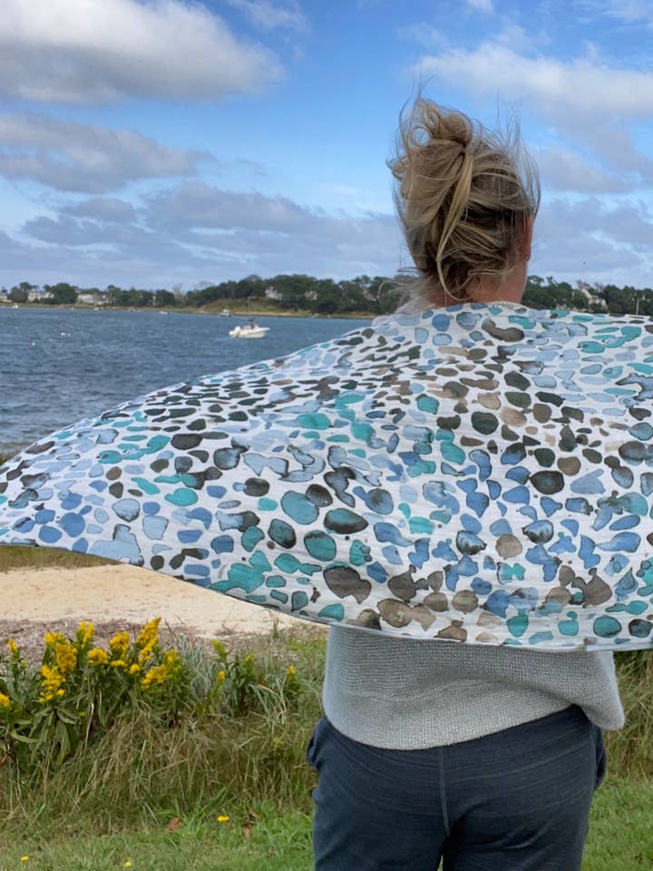 Sea Glass Print Snap Shawl for wholesale by Destination Dress
