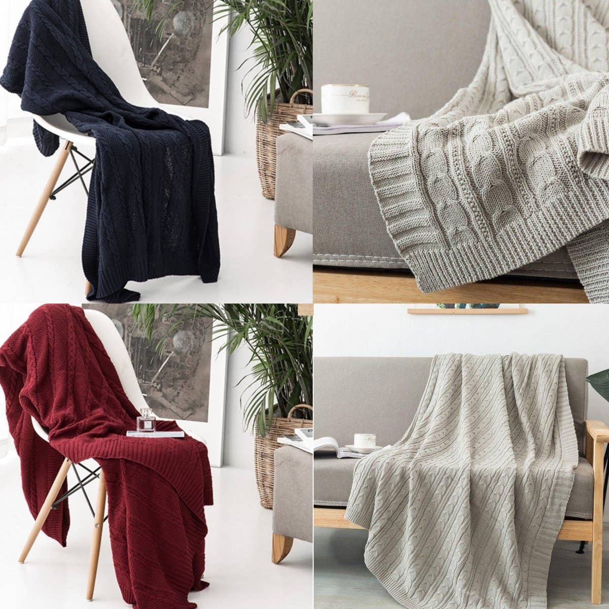 Gia Roma - Wholesale Throw Blanket - Claret Knit Sweater Like Throw Blanket, Plant Fiber & Cotton6