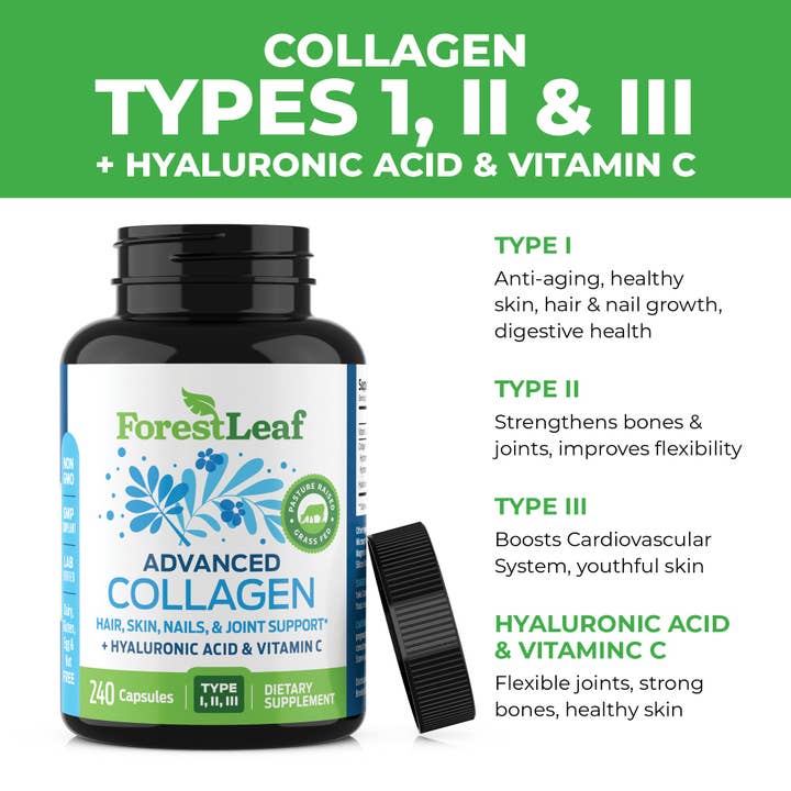 Forest Leaf - Wholesale Oral Supplement/Vitamin - Multi Collagen Pills with Hyaluronic Acid + Vitamin C6