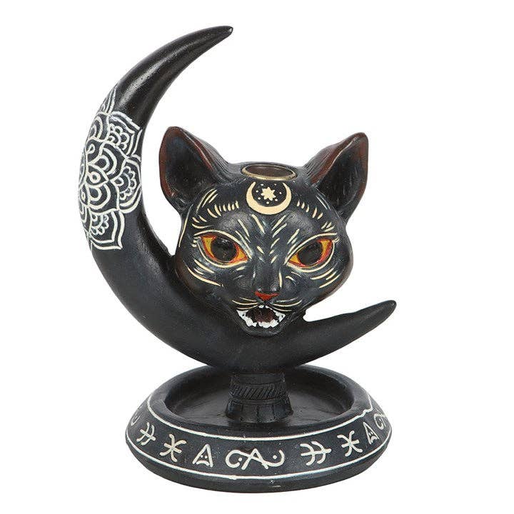 Something Different Wholesale – wholesale Incense holder – Gothic Black Cat Moon Backflow Incense Burner